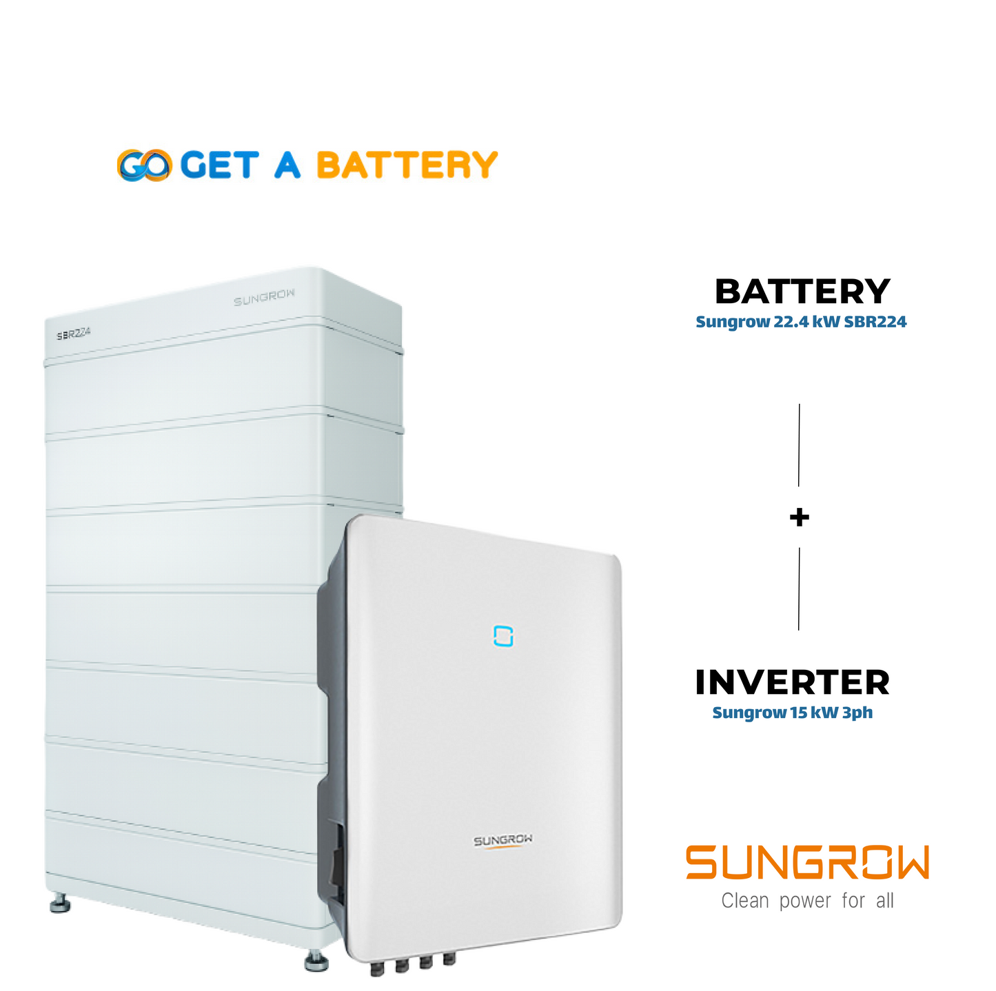Sungrow 22.4 kWh Battery, combined with the Sungrow 15 kW Three-Phase Hybrid Inverter