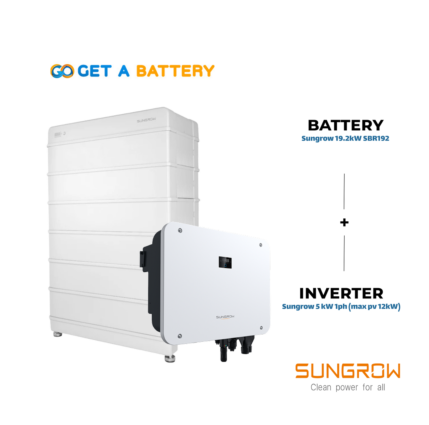 Sungrow 19.2kWh Battery with a 5kW 1-Phase Hybrid Inverter