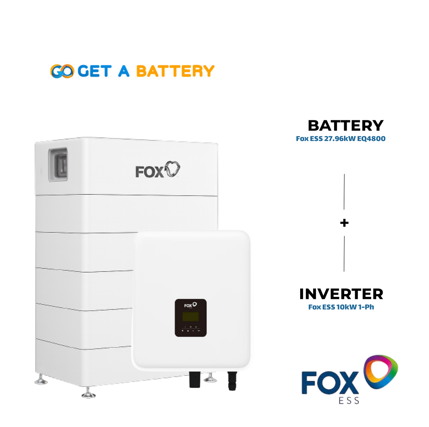 Fox ESS 10 kW 1ph Hybrid Inverter, with a 27.96 kWh Fox ESS Battery Stack