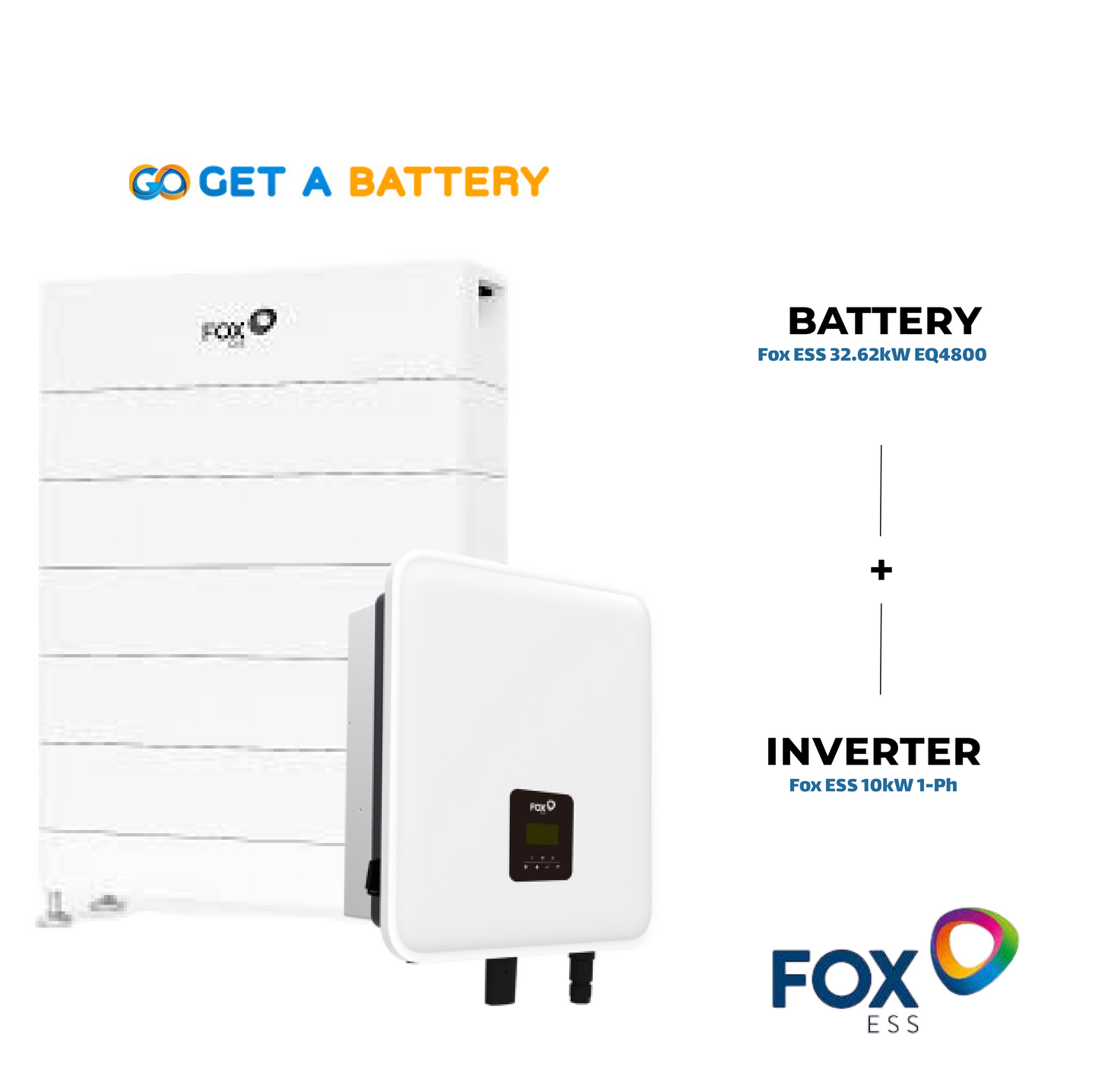 Fox ESS 10 kW 1ph Hybrid Inverter, with a 32.62 kWh Fox ESS Battery Stack