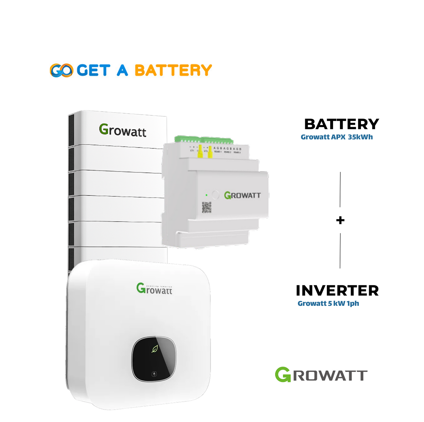 Growatt 5 KW Single-Phase Hybrid Inverter with a 35 kWh Growatt Battery Pack (Smart Meter Included)