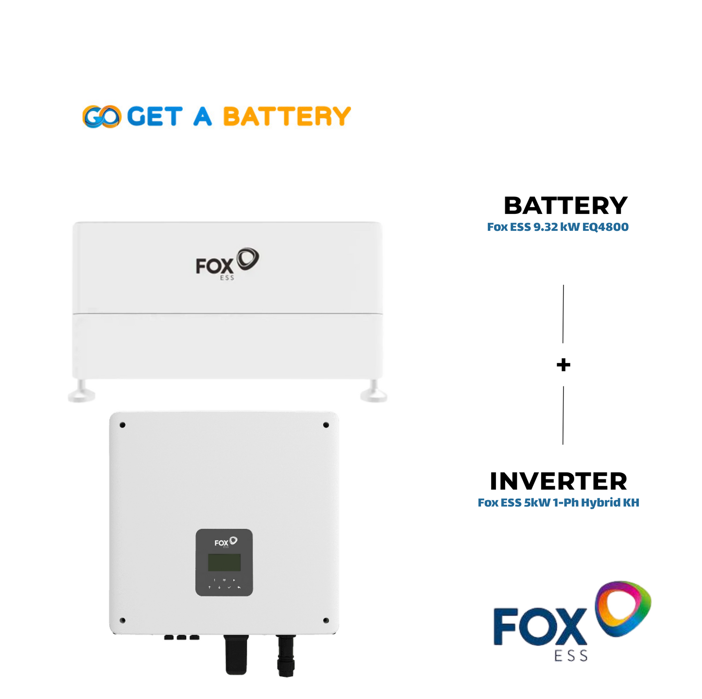 Fox ESS 9.32 kWh Battery with
Fox ESS 5 kW 1ph Hybrid Inverter