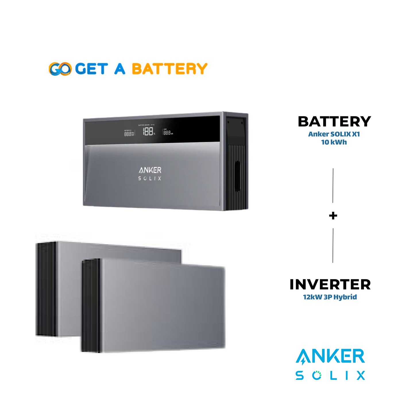 Anker 10 KWh Battery
12kW 3-ph Hybrid Inverter