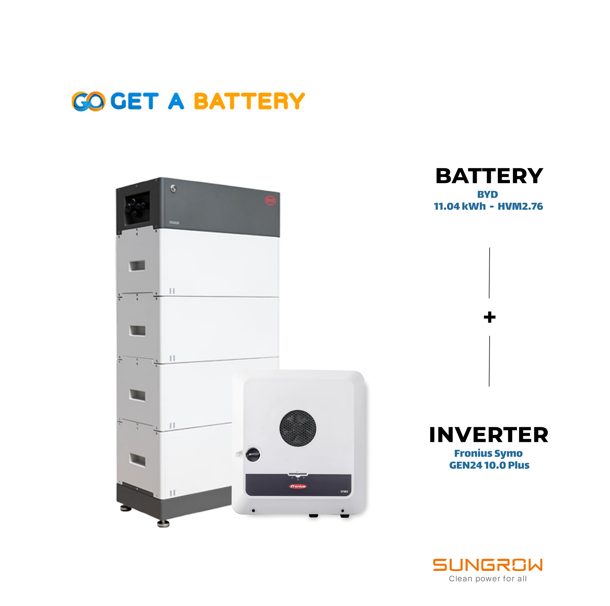 BYD 11.04 kWh Battery + Fronius Symo GEN24 10.0 Plus Inverter - GoGetBattery
