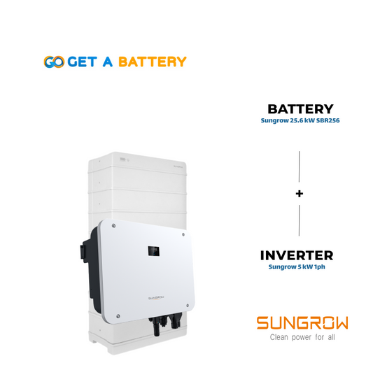 Sungrow 25.6 kWh High-Voltage Battery with the Sungrow 5 kW Single-Phase Hybrid Inverter