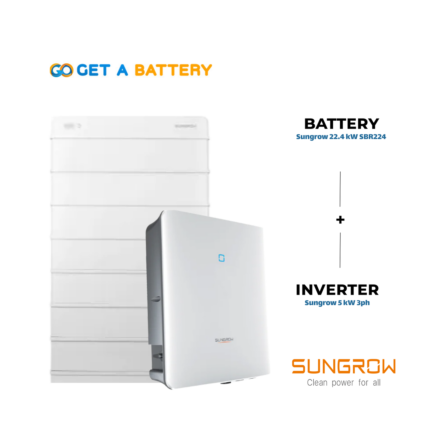 Sungrow 22.4 kWh Battery paired with the Sungrow 5 kW Three-Phase Hybrid Inverter