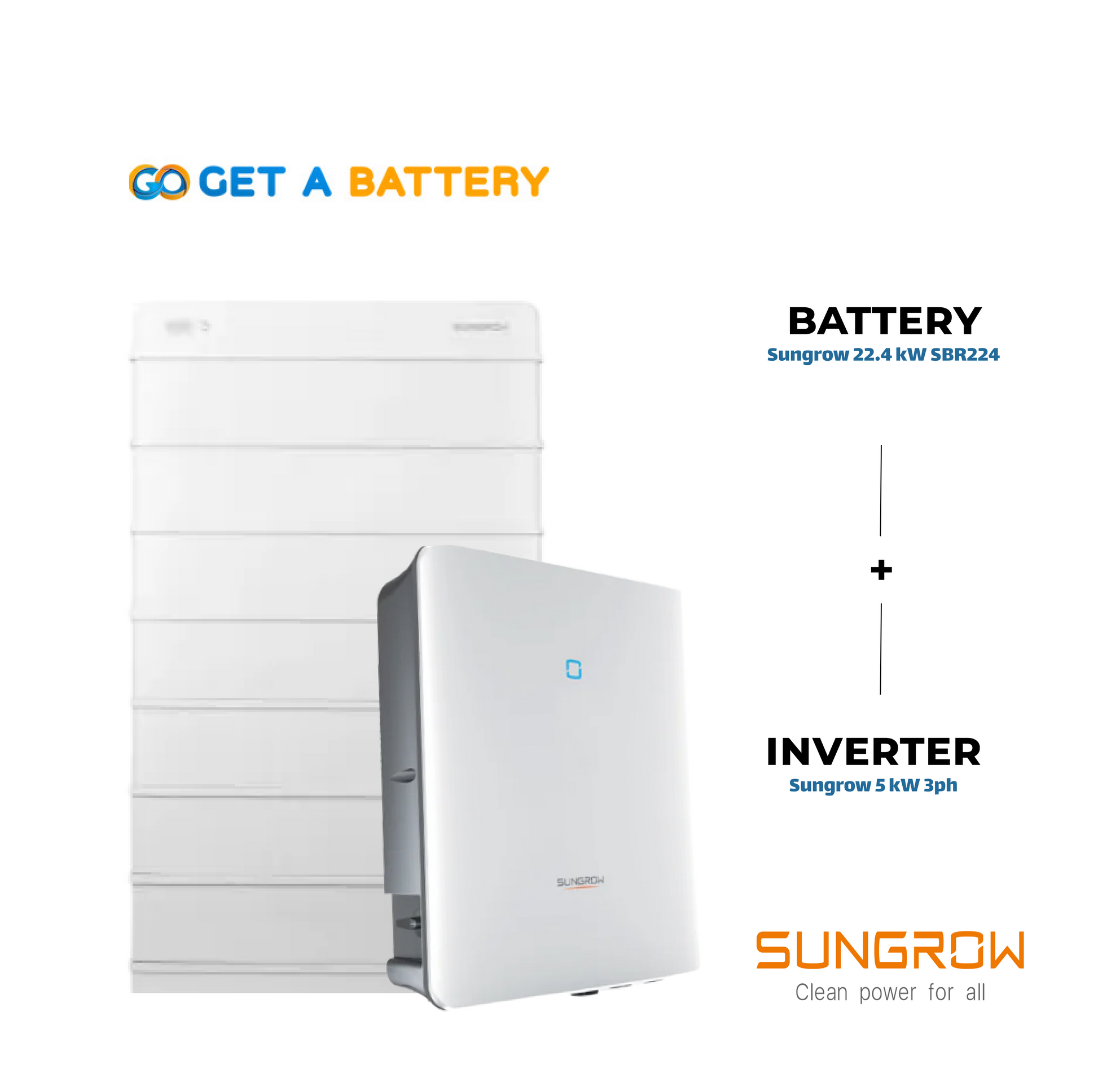 Sungrow 22.4 kWh Battery paired with the Sungrow 5 kW Three-Phase Hybrid Inverter