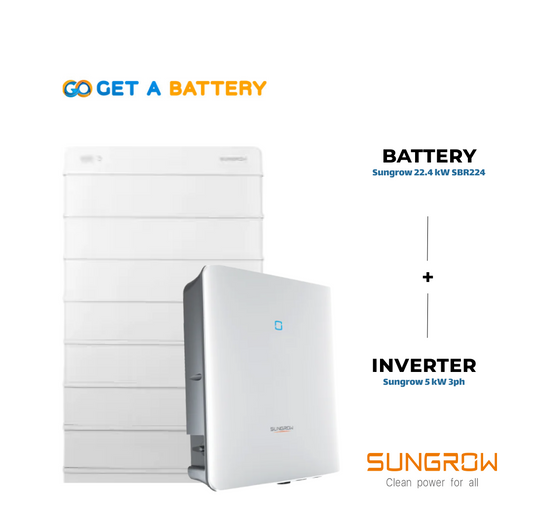 Sungrow 22.4 kWh Battery paired with the Sungrow 5 kW Three-Phase Hybrid Inverter