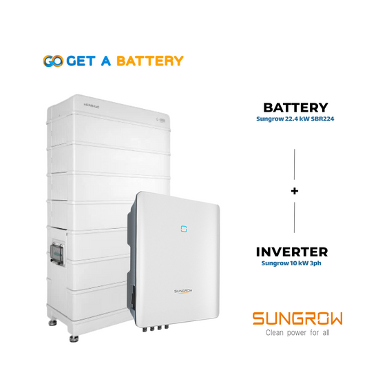 Sungrow 22.4 kWh Battery paired with the Sungrow 10 kW Three-Phase Hybrid Inverter