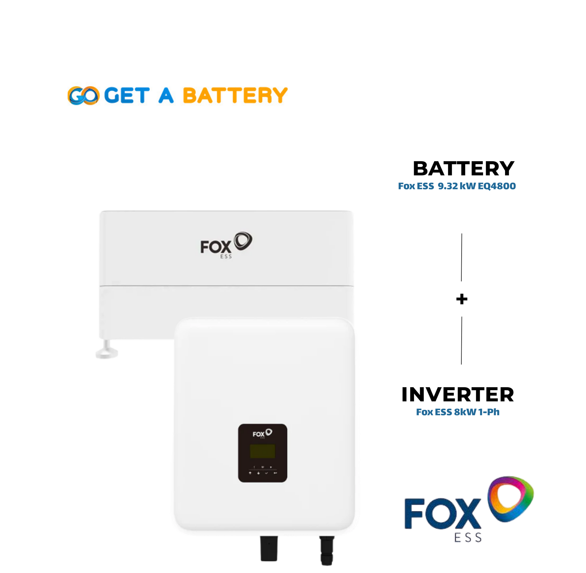 Fox ESS 9.32 kWh Battery with 
Fox ESS 8 kW 1ph Hybrid Inverter