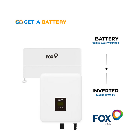 Fox ESS 9.32 kWh Battery with 
Fox ESS 8 kW 1ph Hybrid Inverter