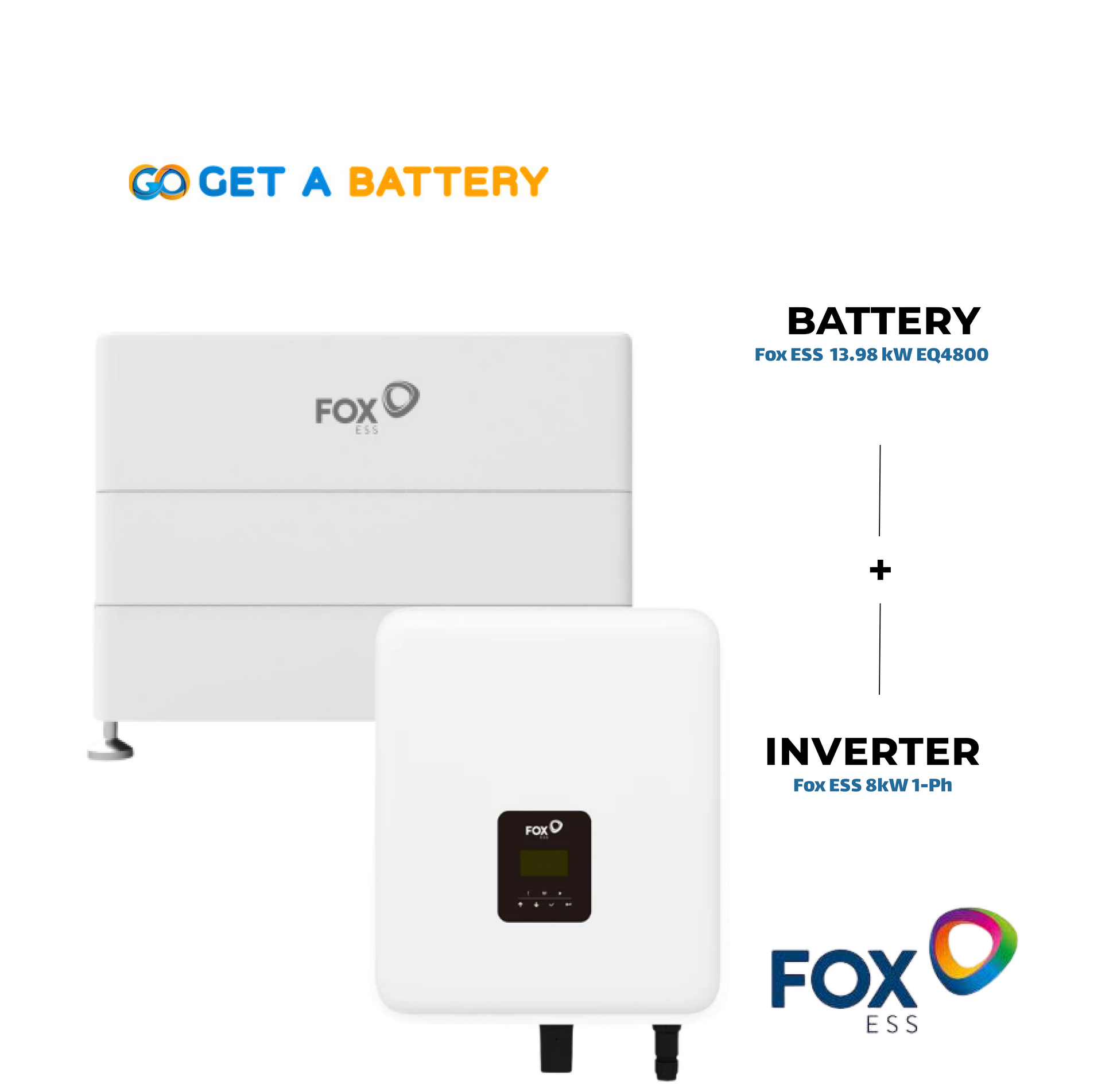 Fox ESS 13.98 kWh Battery with 
Fox ESS 8 kW 1ph Hybrid Inverter