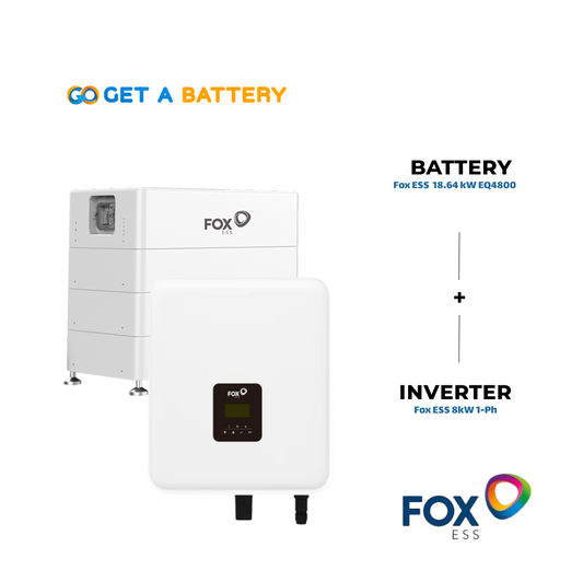 Fox ESS 18.64 kWh Battery with 
Fox ESS 8 kW 1ph Hybrid Inverter