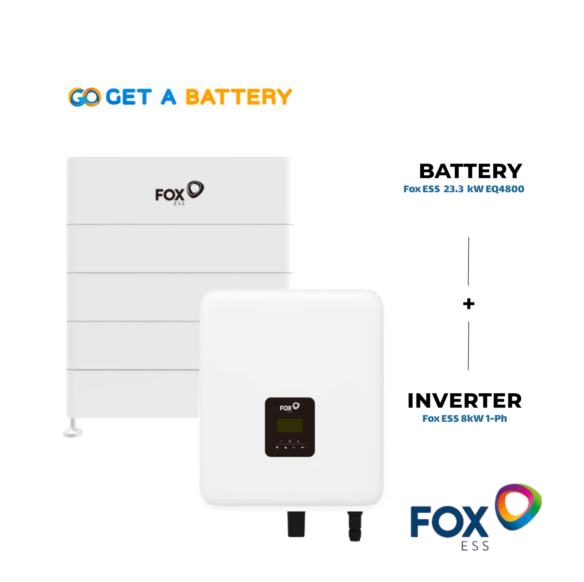 Fox ESS 23.3 kWh Battery with 
Fox ESS 8 kW 1ph Hybrid Inverter