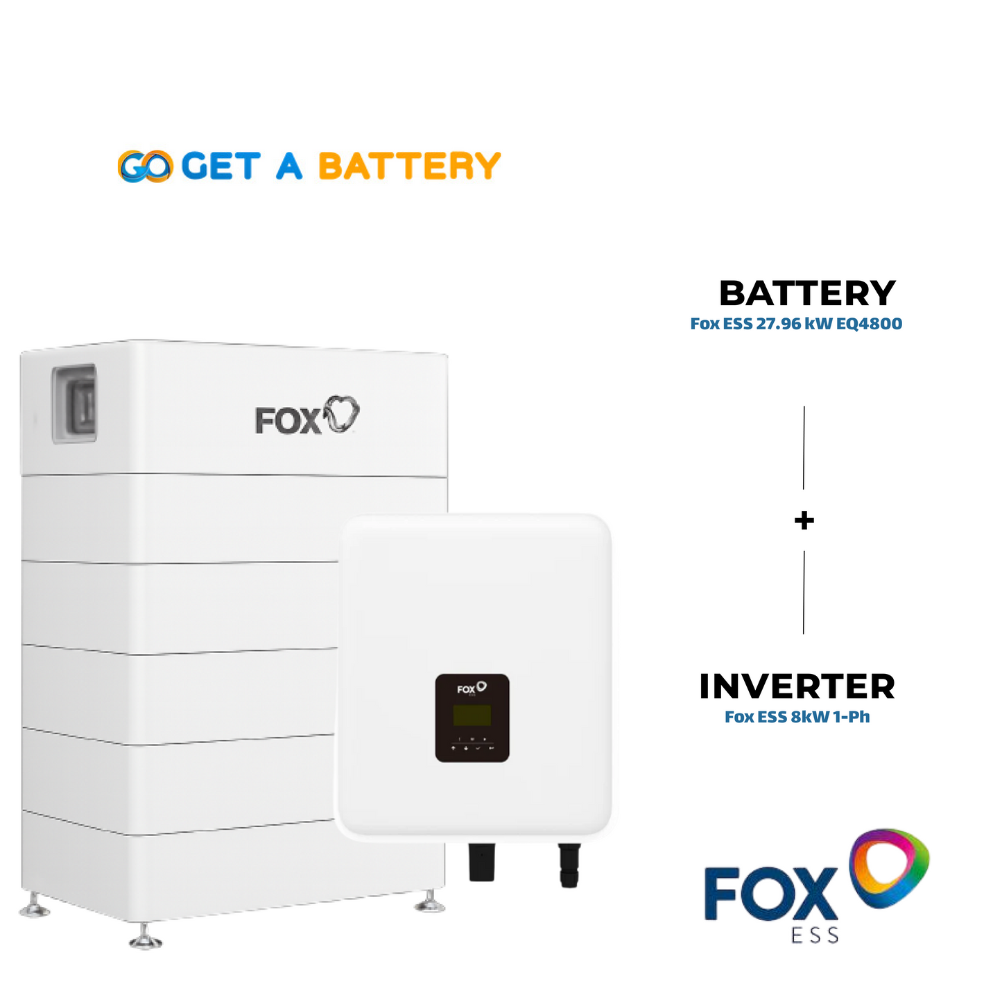 Fox ESS 8 kW 1ph Hybrid Inverter with a 27.96 kWh Fox ESS Battery Stack