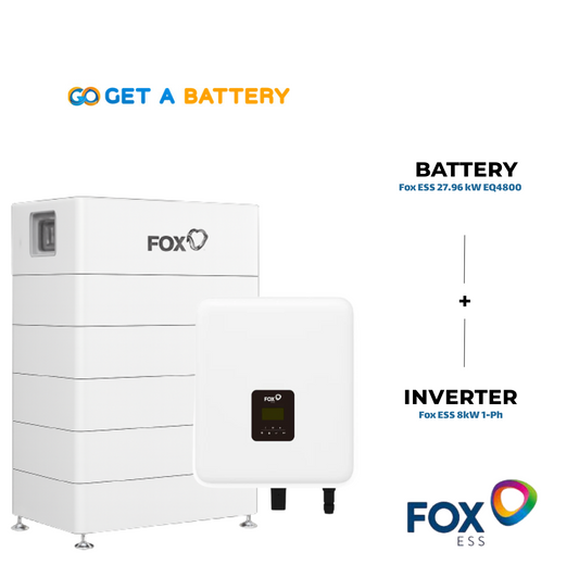 Fox ESS 8 kW 1ph Hybrid Inverter with a 27.96 kWh Fox ESS Battery Stack