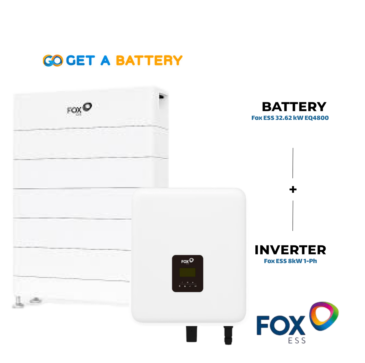  Fox ESS 8 kW 1ph Hybrid Inverter with a 32.62 kWh Fox ESS Battery Stack