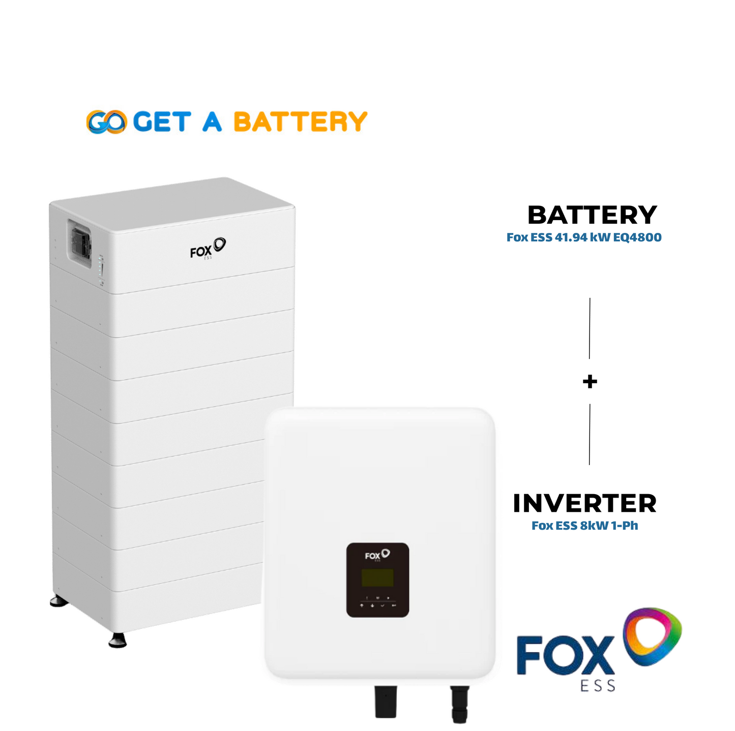 Fox ESS 8 kW 1ph Hybrid Inverter  with a 41.94 kWh Fox ESS Battery Stack
