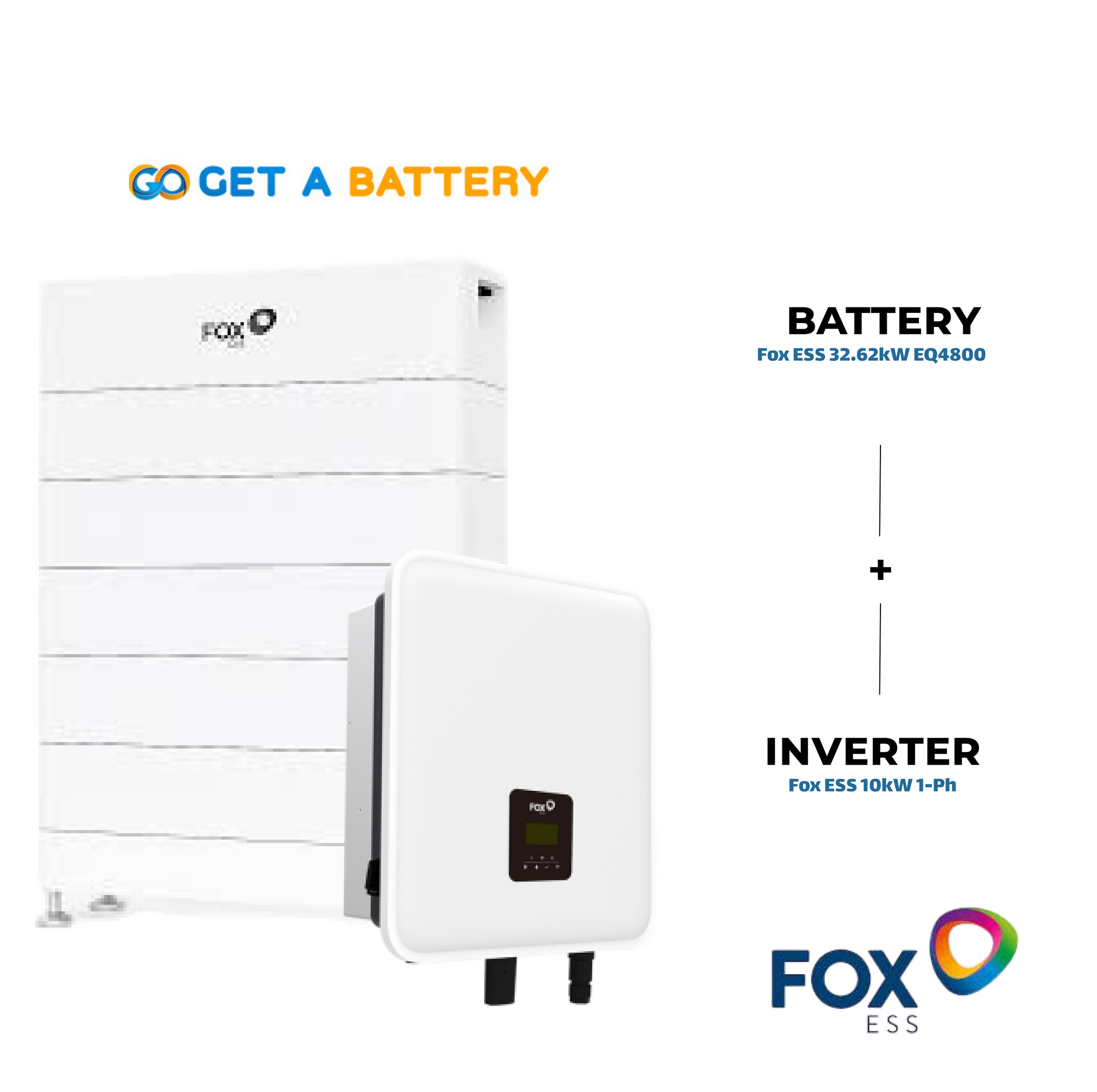 Fox ESS 10 kW 1ph Hybrid Inverter,  with a 32.62 kWh Fox ESS Battery Stack