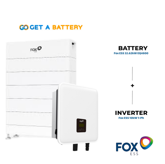 Fox ESS 10 kW 1ph Hybrid Inverter,  with a 32.62 kWh Fox ESS Battery Stack