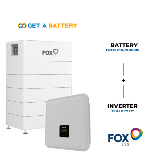  Fox ESS 10 kW 3ph Hybrid Inverter with a 27.96 kWh Fox ESS Battery Stack