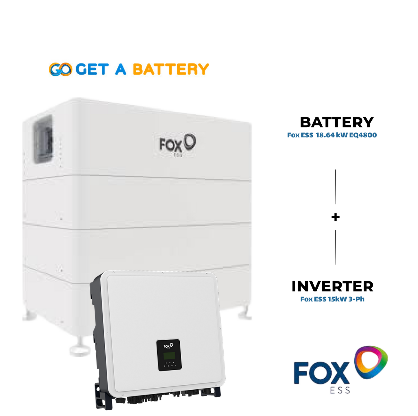Fox ESS 15 kW 3ph Hybrid Inverter with an 18.64 kWh Fox ESS Battery Stack