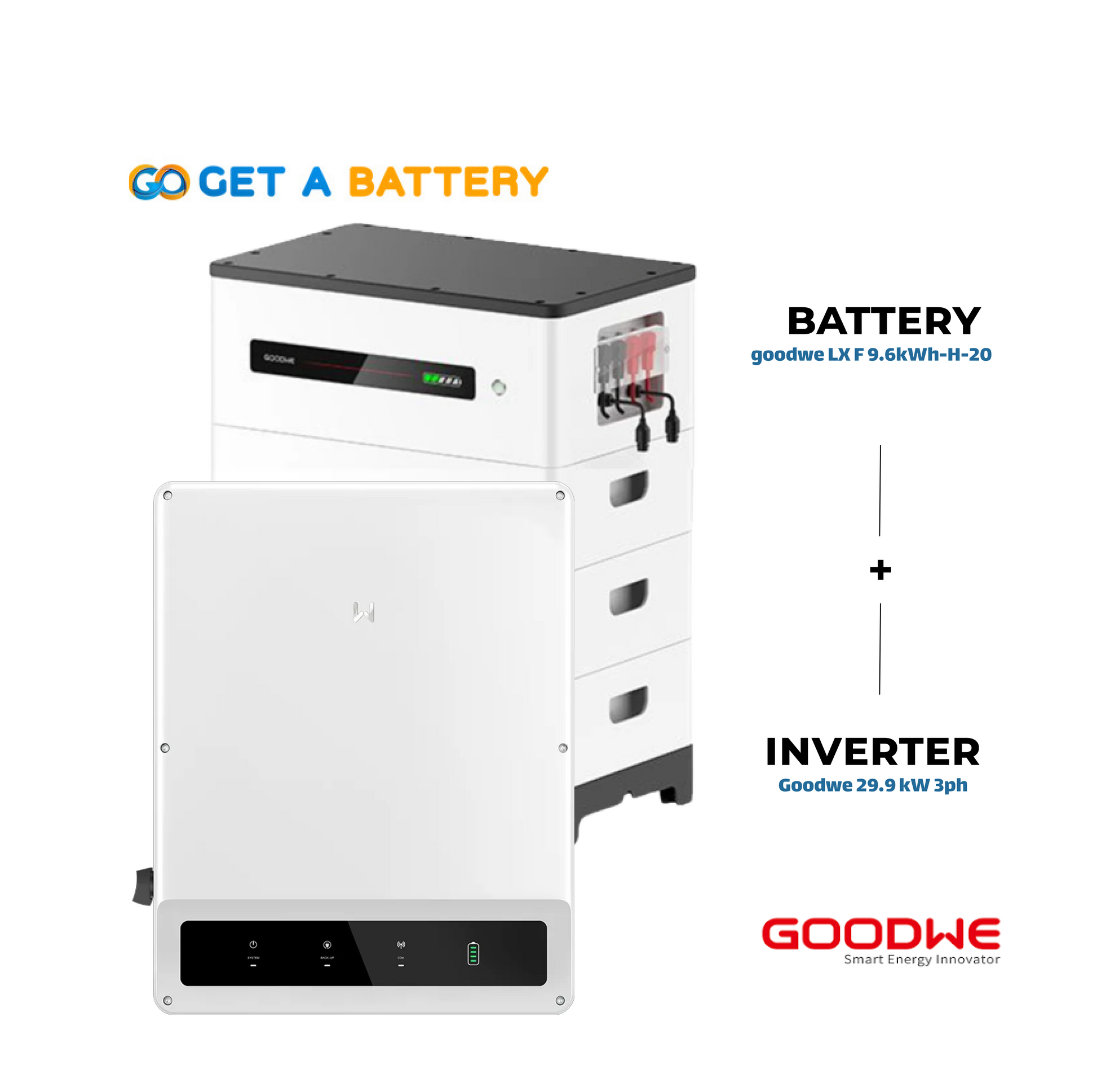 GoodWe 9.6 KWh Battery 
GoodWe 29.9 KW 3-ph Hybrid Inverter