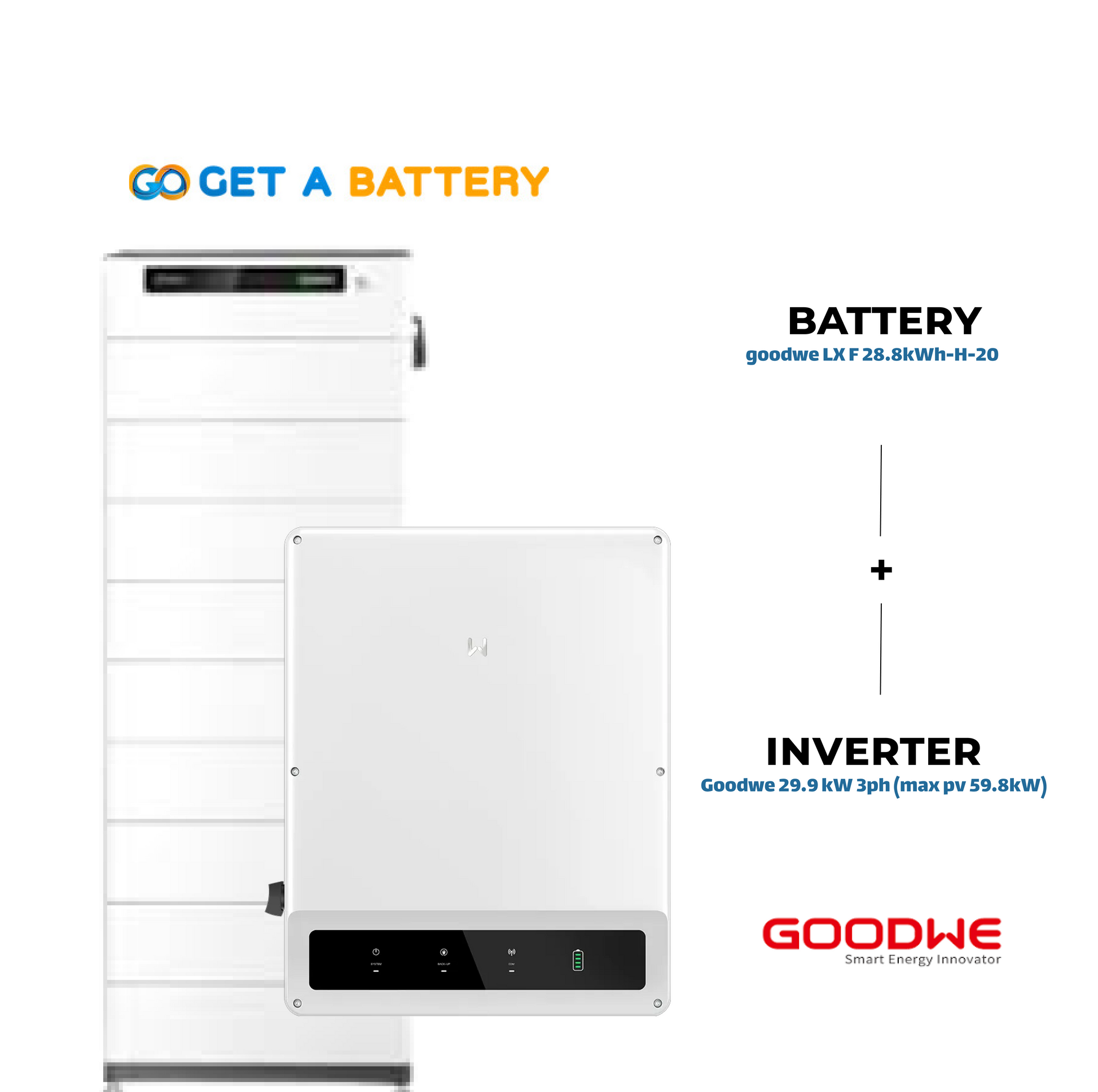 GoodWe 28.8 KWh Battery 
GoodWe 29.9kW 3-ph Hybrid Inverter 