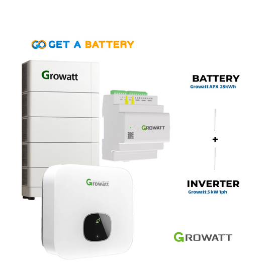 Growatt 5 kW Single-Phase Hybrid Inverter with 
a 25 kWh Growatt Battery