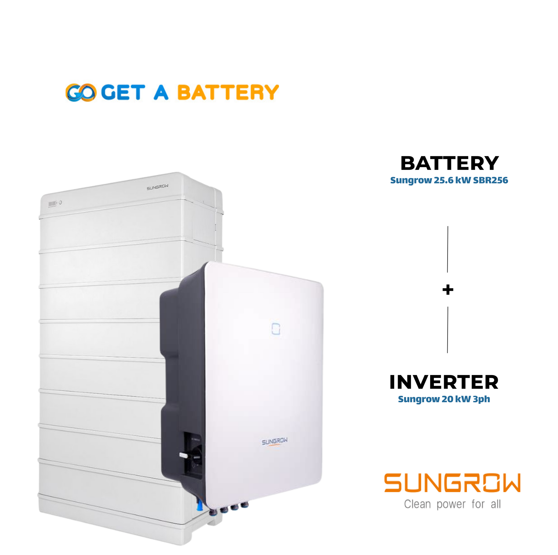 Sungrow 25.6 kWh Battery, paired with the Sungrow 20 kW Three-Phase Hybrid Inverter