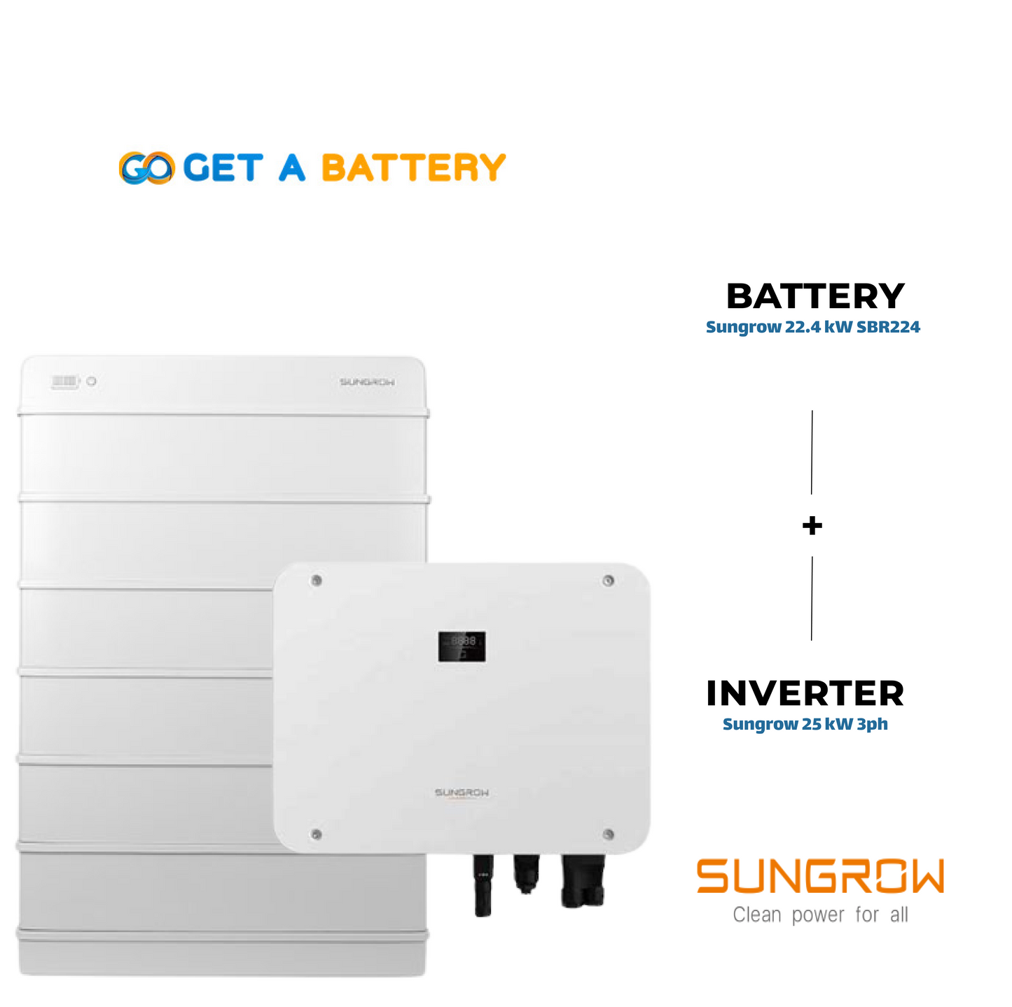 Sungrow 22.4 kWh High-Voltage Battery, combined with the Sungrow 25 kW Three-Phase Hybrid Inverter