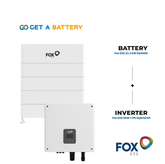 Fox ESS 23.3 kWh Battery with 
Fox ESS 5 kW 1ph Hybrid Inverter