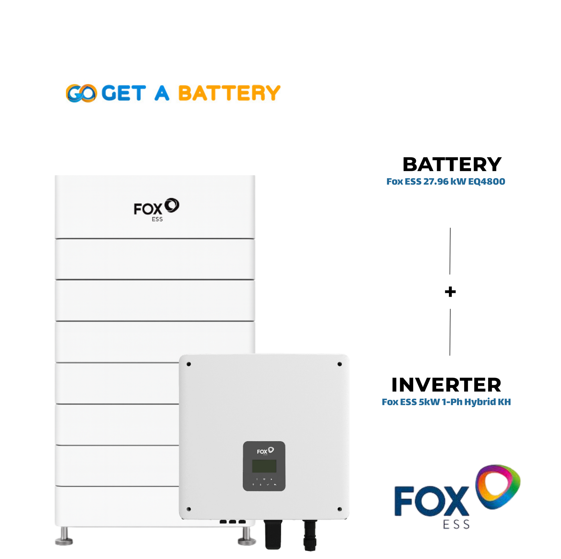 Fox ESS 27.96 kWh Batterywith 
Fox ESS 5 kW Single-Phase Hybrid Inverter