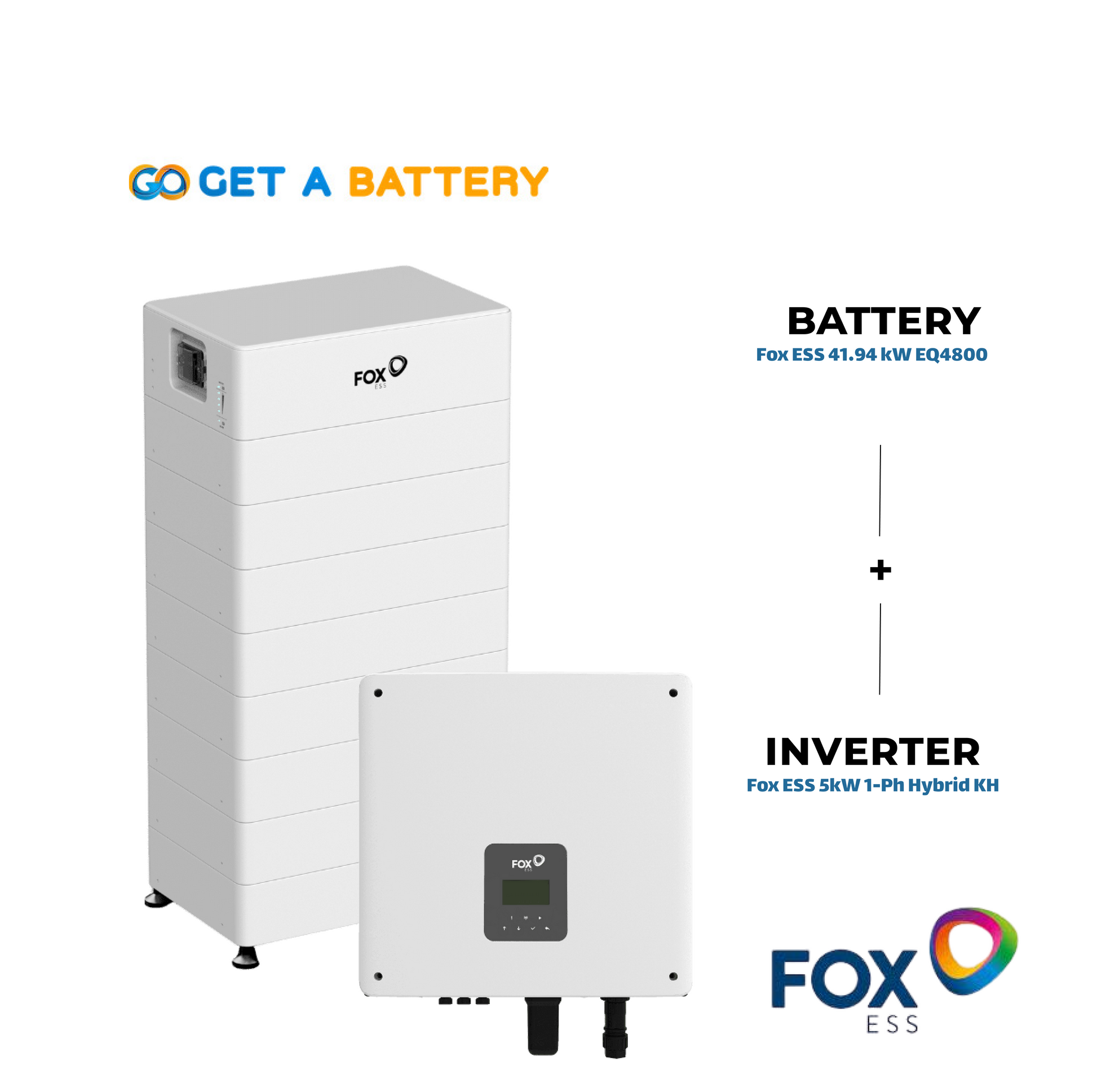 Fox ESS 41.94 kWh Battery with
 Fox ESS 5 kW 1ph Hybrid Inverter