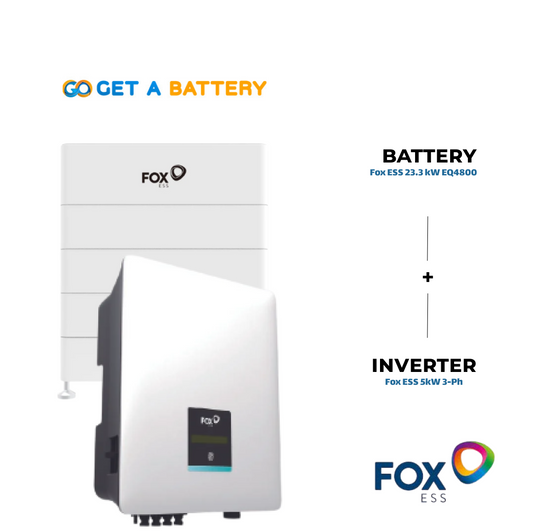 Fox ESS 23.3 kWh Battery with 
Fox ESS 5 kW 3ph Hybrid Inverter