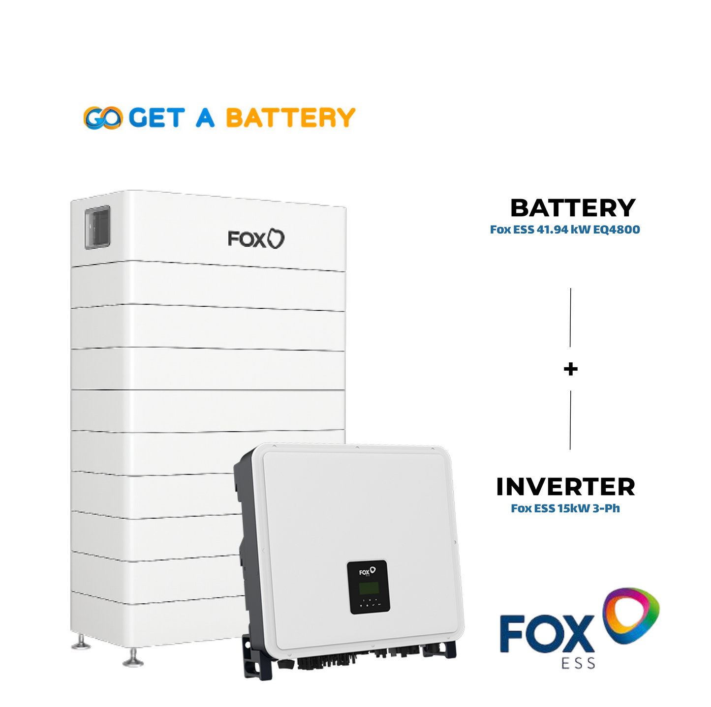 Fox ESS 15 kW 3ph Hybrid Inverter with a 41.94 kWh Fox ESS Battery Stack