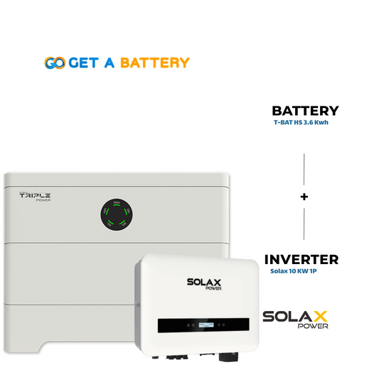 Solax 3.6 KWh Battery  
Solax 10kW 1ph Hybrid Inverter
