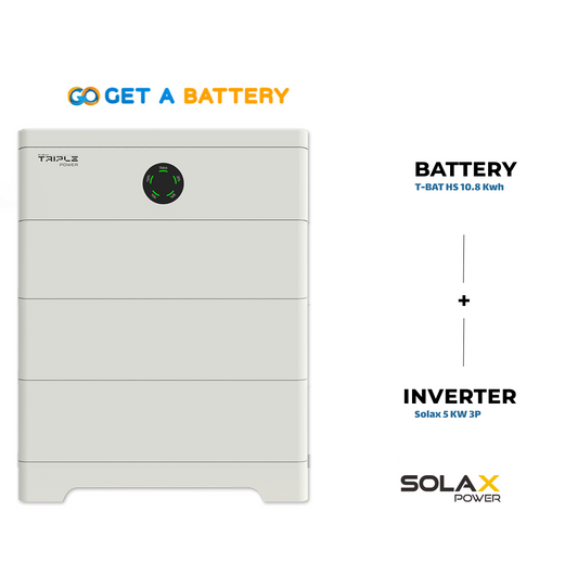 Solax 10.8 kWh Battery + Solax 5 kW Three-Phase Hybrid Inverter (10 kW PV Max)