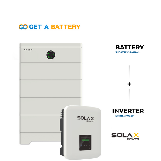 Solax 14.4 KWh Battery  
Solax 5kW 3-ph Hybrid Inverter 
