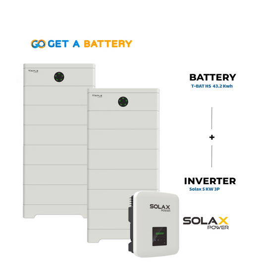 Solax 43.2 KWh Battery  
Solax 5kW 3-ph Hybrid Inverter 