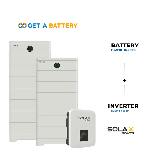 Solax 46.8 KWh Battery 
Solax 5kW 3-ph Hybrid Inverter