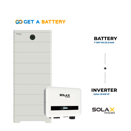 Solax 28.8 KWh Battery 
Solax 10kW 1-ph Hybrid Inverter 