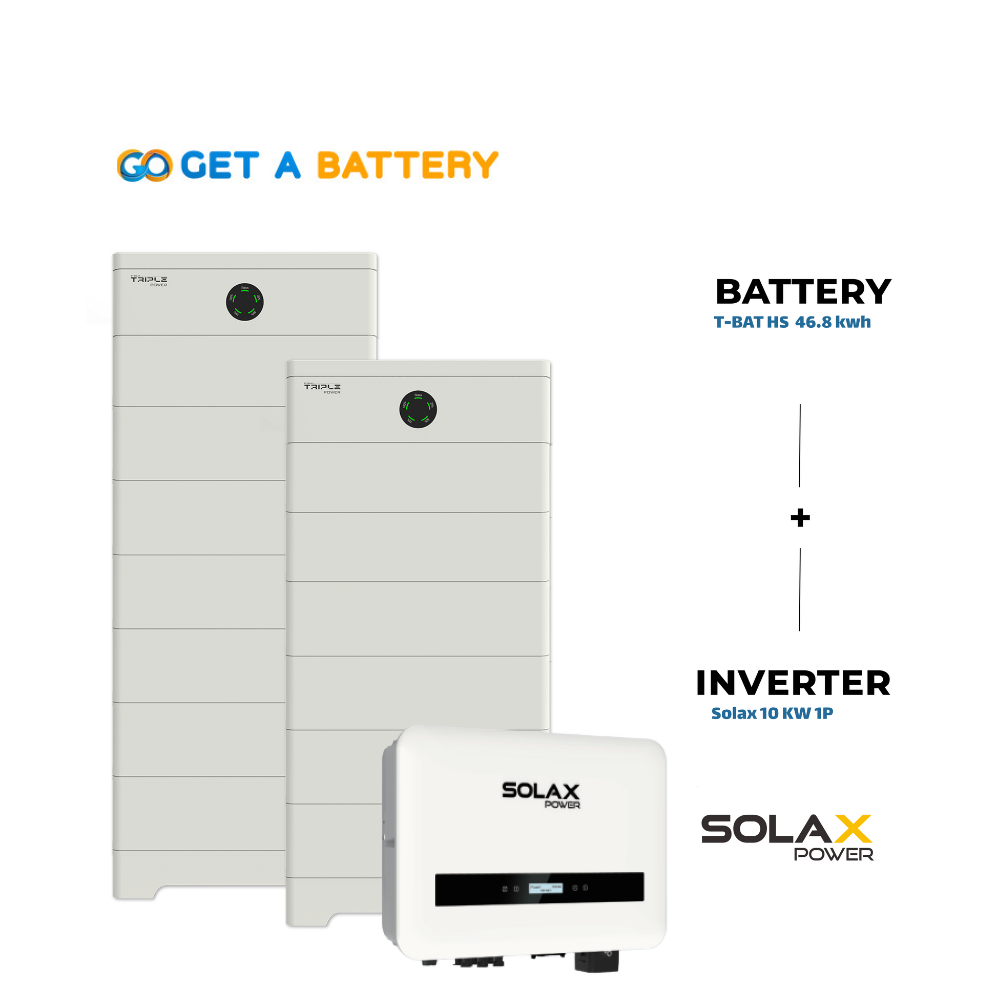  Solax 46.8 KWh Battery  
Solax 10kW 1-ph Hybrid Inverter 
