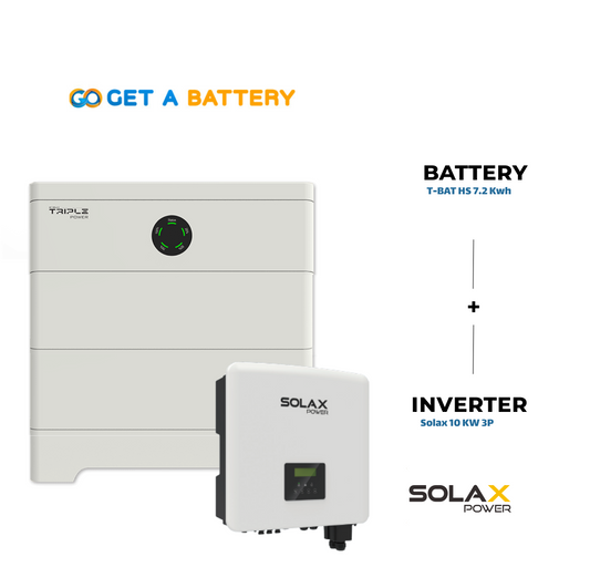 Solax 7.2 KWh Battery  
Solax 10kW 3-ph Hybrid Inverter