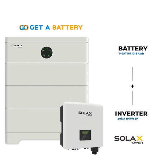 Solax 10.8 KWh Battery  
Solax 10kW 3-ph Hybrid Inverter