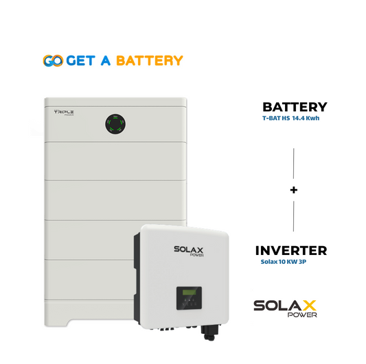 Solax 14.4 KWh Battery  
Solax 10kW 3-ph Hybrid Inverter