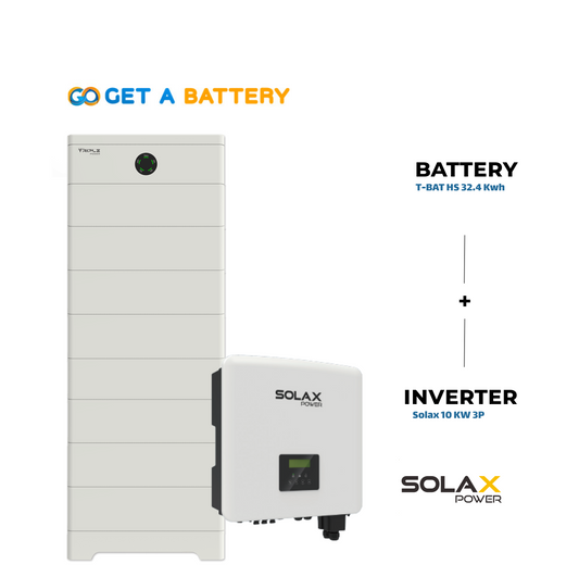 Solax 32.4 KWh Battery  
Solax 10kW 3-ph Hybrid Inverter