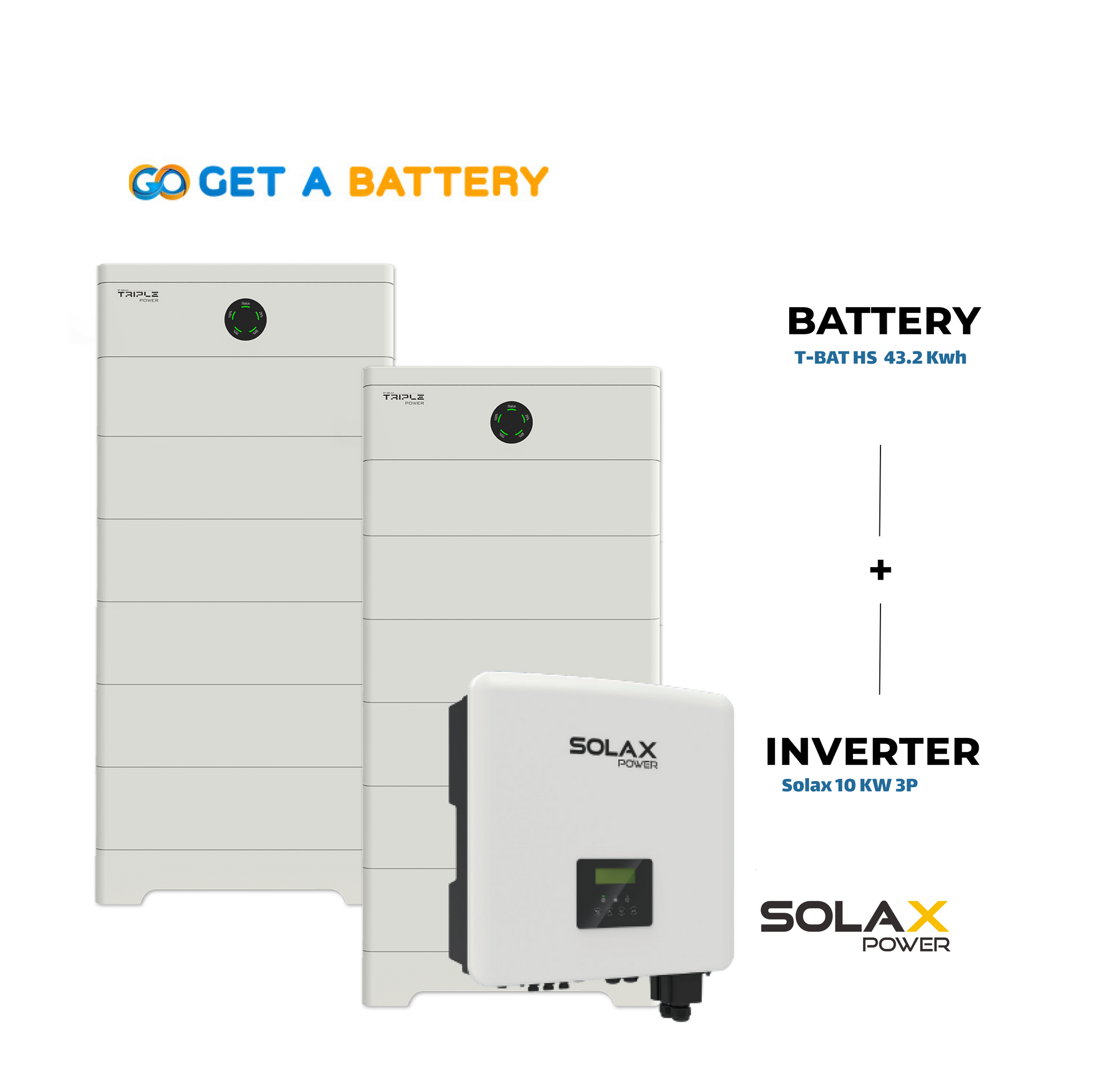 Solax 43.2 KWh Battery 
Solax 10kW 3-ph Hybrid Inverter