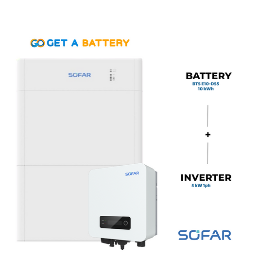 Sofar 10 KWh Battery 
Sofar 5kW 1-ph Hybrid Inverter