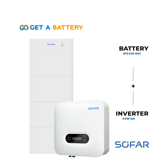 Sofar 20 KWh Battery 
Sofar 6kW 1-ph Hybrid Inverter